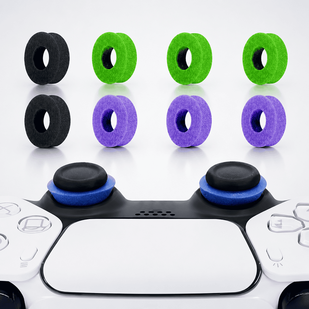 Best Controller Precision Rings MYSTICHOME 8 Pack Precision Rings Aim Assist for PS5, for PS4, Compatible with Xbox Controllers Accessories– Control with Soft Silicone Rings – Compatible with Fortnite & FPS Games,Black+Purple+Green